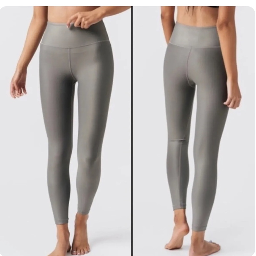 Zyia Grey metallic light n tight 7/8 capri high rise leggings. Retired Color